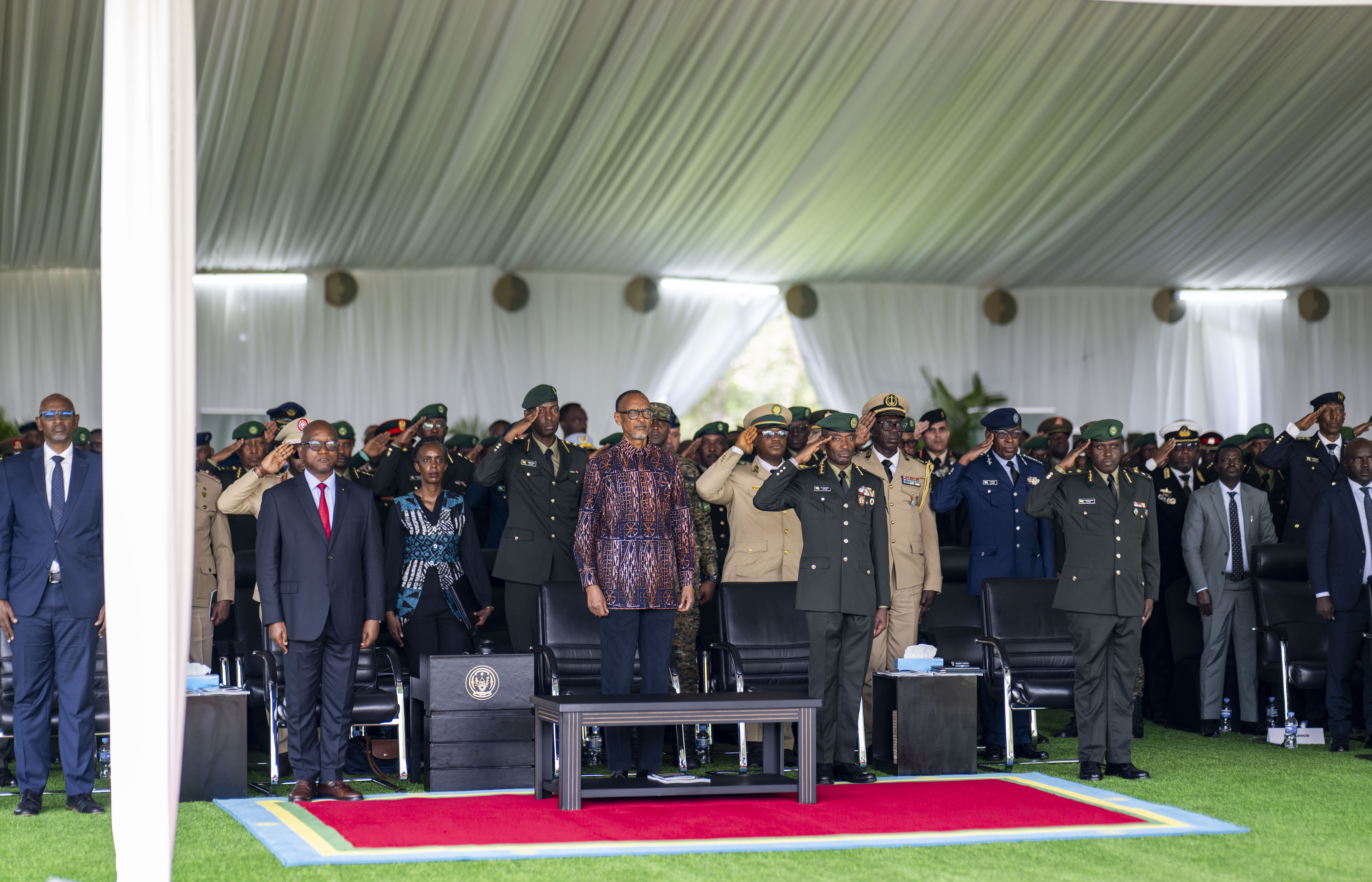 Senior officers and national leaders during a formal NDU-R ceremony